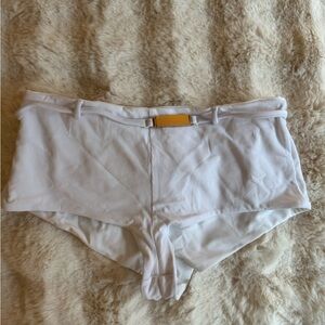 Bamba Swim White Bond Girl Shorts with Gold Detail
